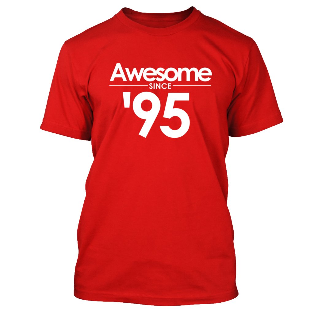 AWSOME SINCE1995 18TH BIRTHDAY GIFT PRESENT T SHIRT RED.jpg